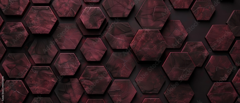 Poster hexagonal dark red background texture illustration 3d rendering