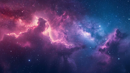 Fantasy Starry Night Sky in Blue and Purple A Magical Journey Through Celestial Colors and Dreamlike Landscapes