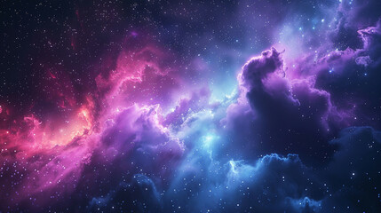 Obraz premium Fantasy Starry Night Sky in Blue and Purple A Magical Journey Through Celestial Colors and Dreamlike Landscapes