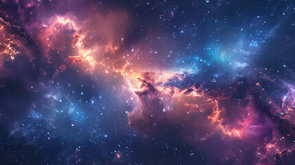 Obraz premium Fantasy Starry Night Sky in Blue and Purple A Magical Journey Through Celestial Colors and Dreamlike Landscapes