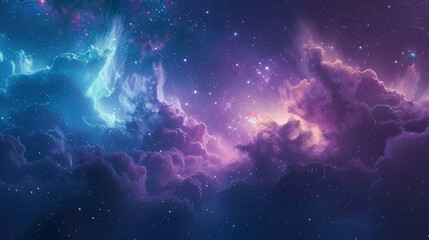 Obraz premium Fantasy Starry Night Sky in Blue and Purple A Magical Journey Through Celestial Colors and Dreamlike Landscapes