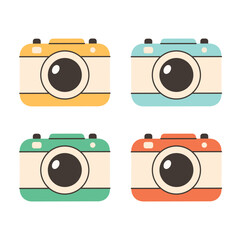Cute vintage photo cameras. Vector illustration in flat style