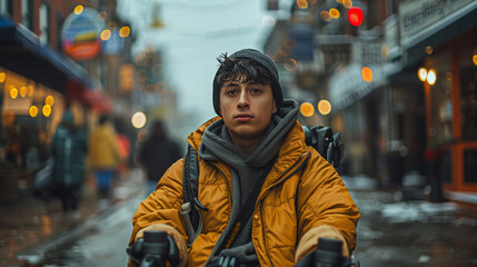 Obraz premium Person Walking in the Street