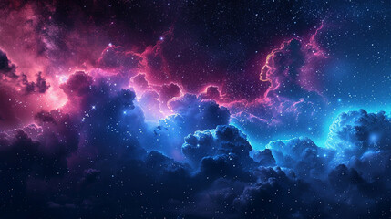 Fantasy Starry Night Sky in Blue and Purple A Magical Journey Through Celestial Colors and Dreamlike Landscapes