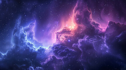 Fototapeta premium Fantasy Starry Night Sky in Blue and Purple A Magical Journey Through Celestial Colors and Dreamlike Landscapes