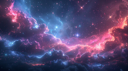 Fototapeta premium Fantasy Starry Night Sky in Blue and Purple A Magical Journey Through Celestial Colors and Dreamlike Landscapes