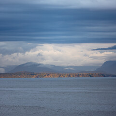 Sunlit coastal landscape in British Columbia