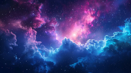 Fantasy Starry Night Sky in Blue and Purple A Magical Journey Through Celestial Colors and Dreamlike Landscapes