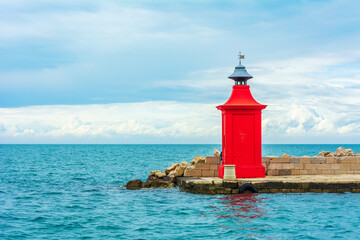 Red lighthouse in Piran, Slovenia