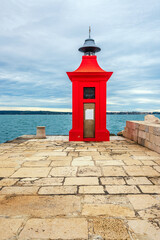 Red lighthouse in Piran, Slovenia