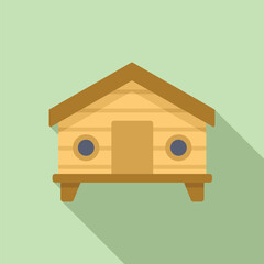 Digital illustration of a simple, charming wooden birdhouse on a pale green background