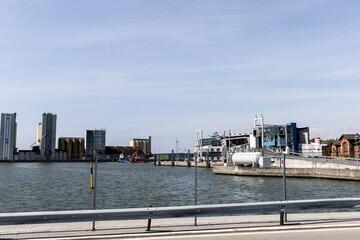 Seaport and terminal for passenger ferry transport in the city of Ystad. Gate for the ferry. High quality photo