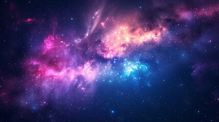 Naklejka premium Fantasy Starry Night Sky in Blue and Purple A Magical Journey Through Celestial Colors and Dreamlike Landscapes