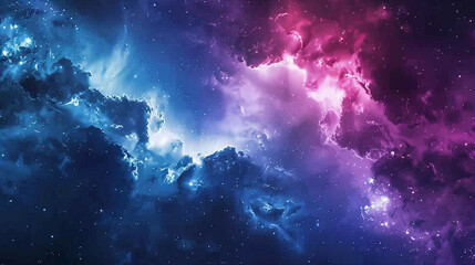 Fototapeta premium Fantasy Starry Night Sky in Blue and Purple A Magical Journey Through Celestial Colors and Dreamlike Landscapes