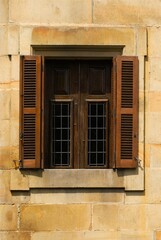 A Window With Shutters In Elorrio, The Basque Country, Spain