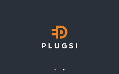 letter p with plug logo design vector silhouette illustration