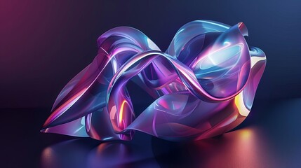 Obraz premium iridescent abstract shape against dark background futuristic 3d render with dramatic lighting