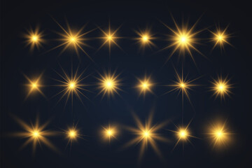 Spark of light.The star flashes brightly.Set of glowing effects.	
