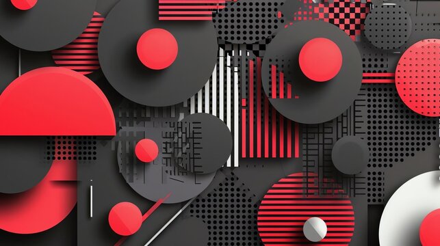 modern abstract geometric background with black and red patterns vector art