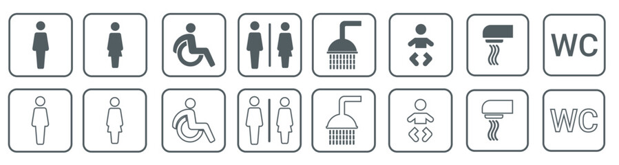 toilet vector icons set