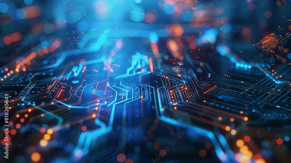 Aufkleber abstract electronic media background with futuristic digital signal and streaming data interface
