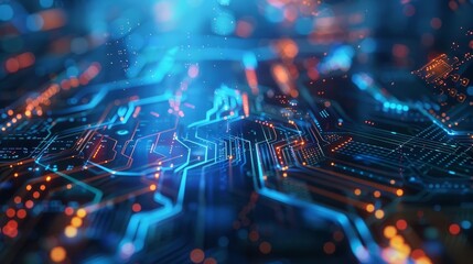 abstract electronic media background with futuristic digital signal and streaming data interface