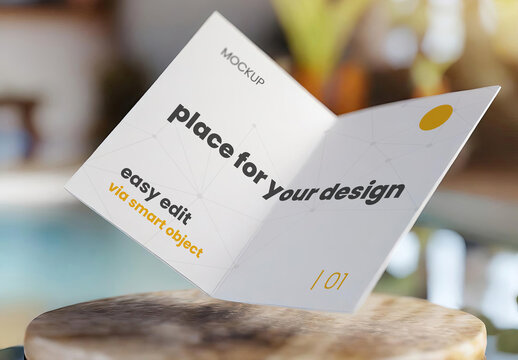 Bifold Flyer Brochure Floating Mockup 01 Generative Ai
