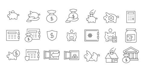 Simple Set of Saving money Related Vector Line Icons pixel perfect for web or mobile app vector