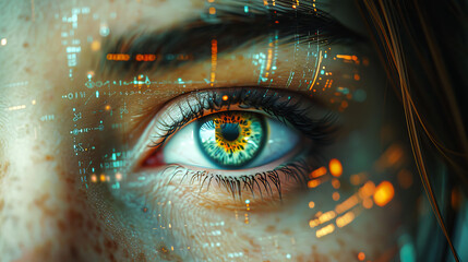 Woman's Eye with Glowing Starry Pattern
