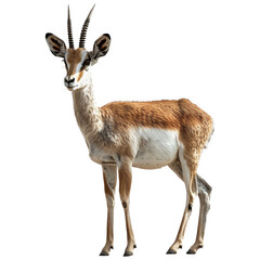Naklejka premium A standing antelope isolated on a transparent background, showcasing its slender body and striking horns.