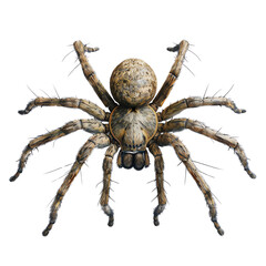 Close-up image of a realistic spider with detailed textures and eight legs, suitable for educational and nature-themed uses.