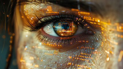 Human Eye with Digital Data Overlay