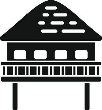 recommend clip art: Stilt house vector icon with traditional stilts and elevated architecture design for minimalist residential housing, isolated on a white background