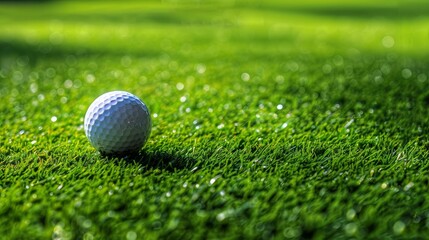 Obraz premium A white golf ball is sitting on a green grass field