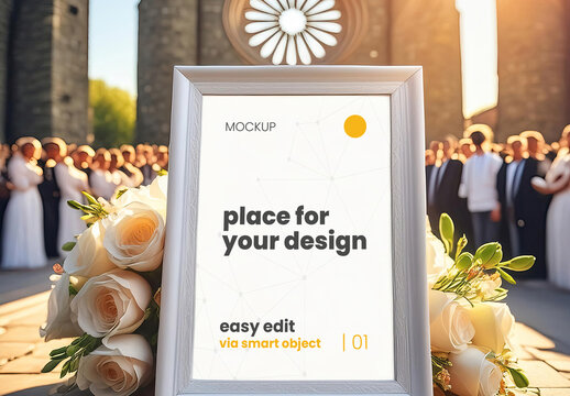Church Wedding sign mockup 05 Generative Ai