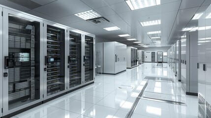 Data center with multiple server rooms and automated security systems