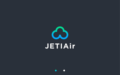 jet with clouds logo design vector silhouette illustration