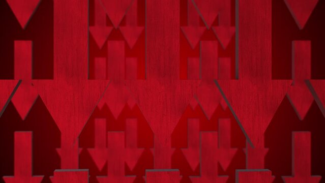 3D Arrows Moving Downward Animation. Business Loss. 4K