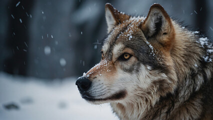 wolf on snow winter background