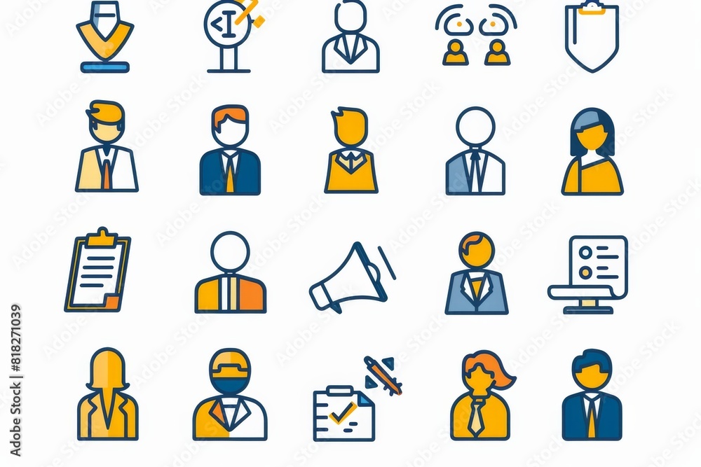 Aufkleber a set of colorful and linear business related icons representing various corporate concepts