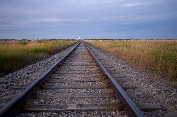 Fototapeta premium Prairie Railroad Tracks, Manitoba, Canada