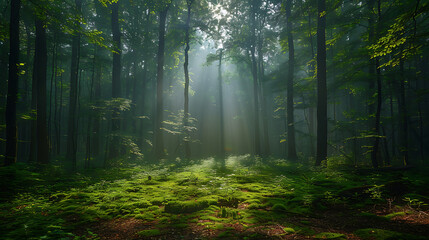 Fototapeta premium Serene Forest Retreat: Nature's Peaceful Sanctuary