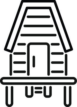 recommend clip art: Minimalist black line drawing of a house on stilts, perfect for icons or simple illustrations