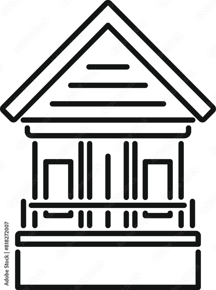 Poster outline vector icon of a bank building, ideal for web and print design