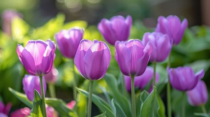 Obraz premium A bunch of purple flowers are in a field