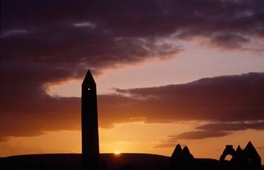 Monastery At Sunset, Kilmacduagh, County Clare, Ireland