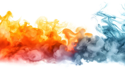 Destructive Power of Fire with Colorful Smoke and Flames isolated on a transparent background
