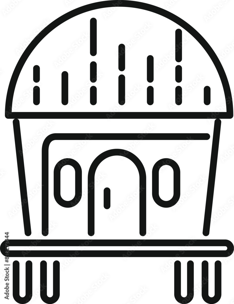 Aufkleber line art icon depicting a simple observatory shape suitable for web and print design uses