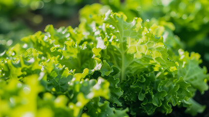 Close-up of lettuce patch in field