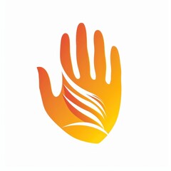 Fototapeta premium Yellow palm logo on a white background, simple and flat design.